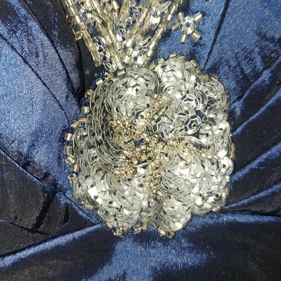 Jump Apparel Strapless Sequins Blue Colorshift Fit & Flare A-Line Long Dress 3/4 - Picture 6 of 17